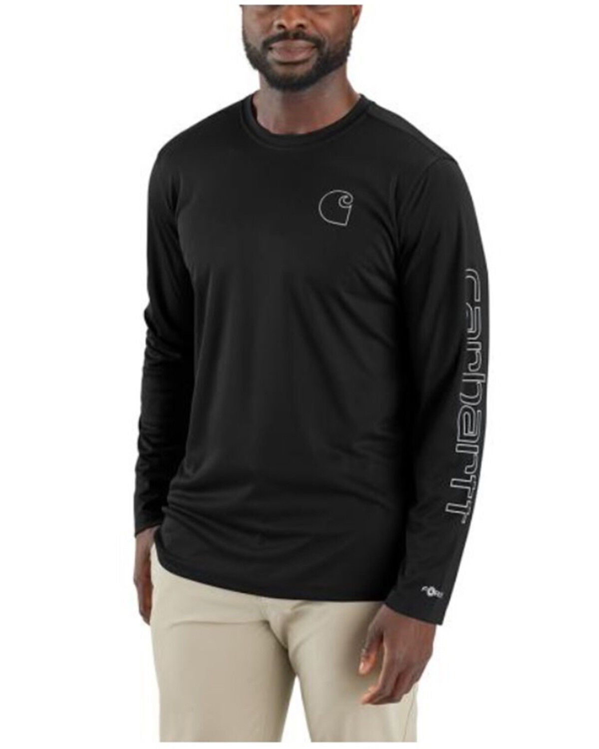 Image #1 - Carhartt Men's Force Sun Defender&trade; Lightweight Long Sleeve Graphic T-Shirt, Black, hi-res