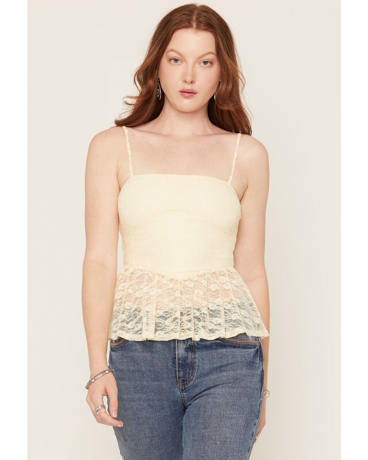 Image #1 - Cleo + Wolf Women's Solid Peplum Tank, Yellow, hi-res