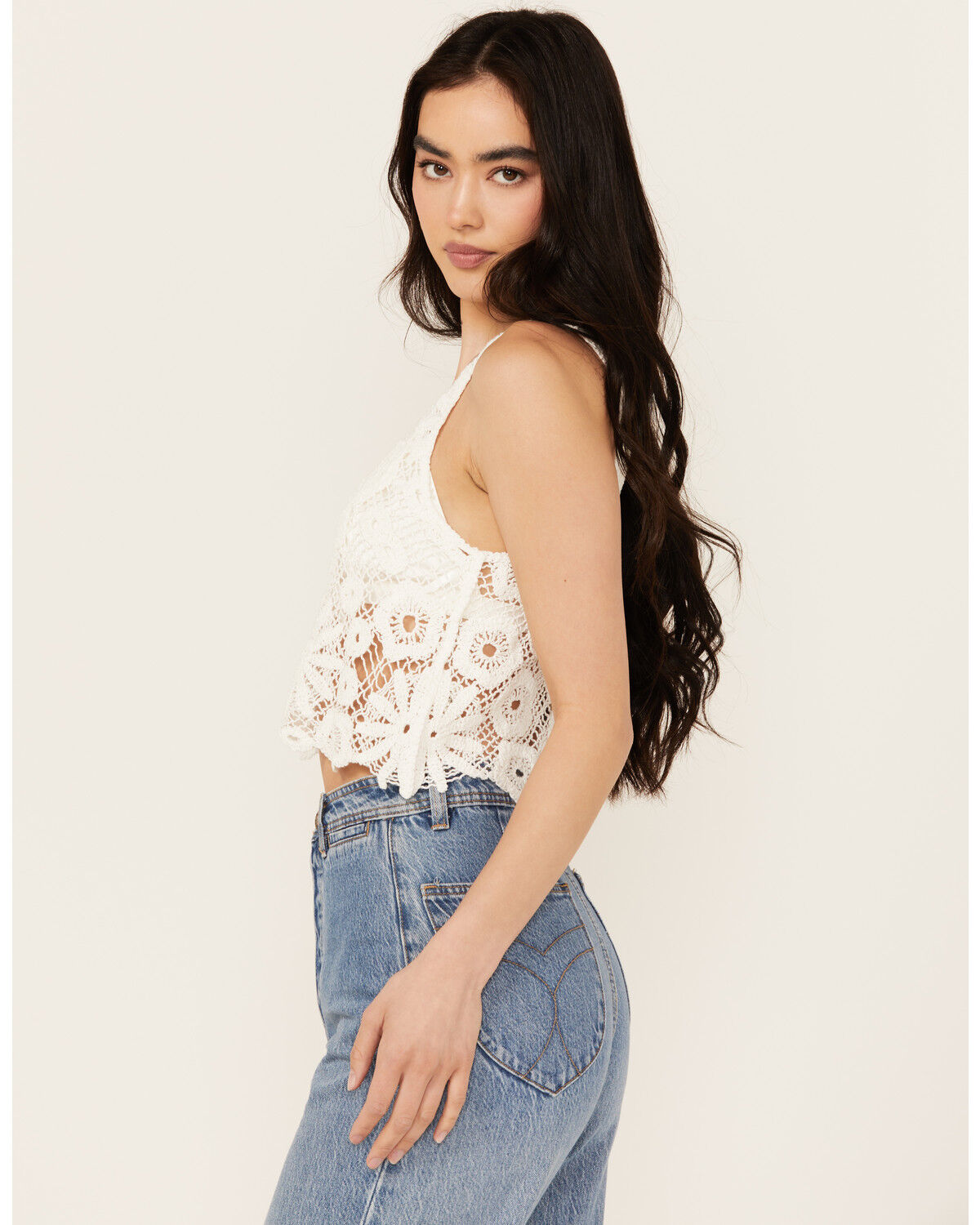 Image #2 - New In Women's Floral Lace Sleeveless Tank, White, hi-res