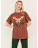 Image #1 - Girl Dangerous Women's Daffodil Floral Boyfriend Graphic Tee, Rust Copper, hi-res