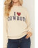 Image #4 - Shyanne Women's I Heart Cowboys Sweatshirt, Oatmeal, hi-res