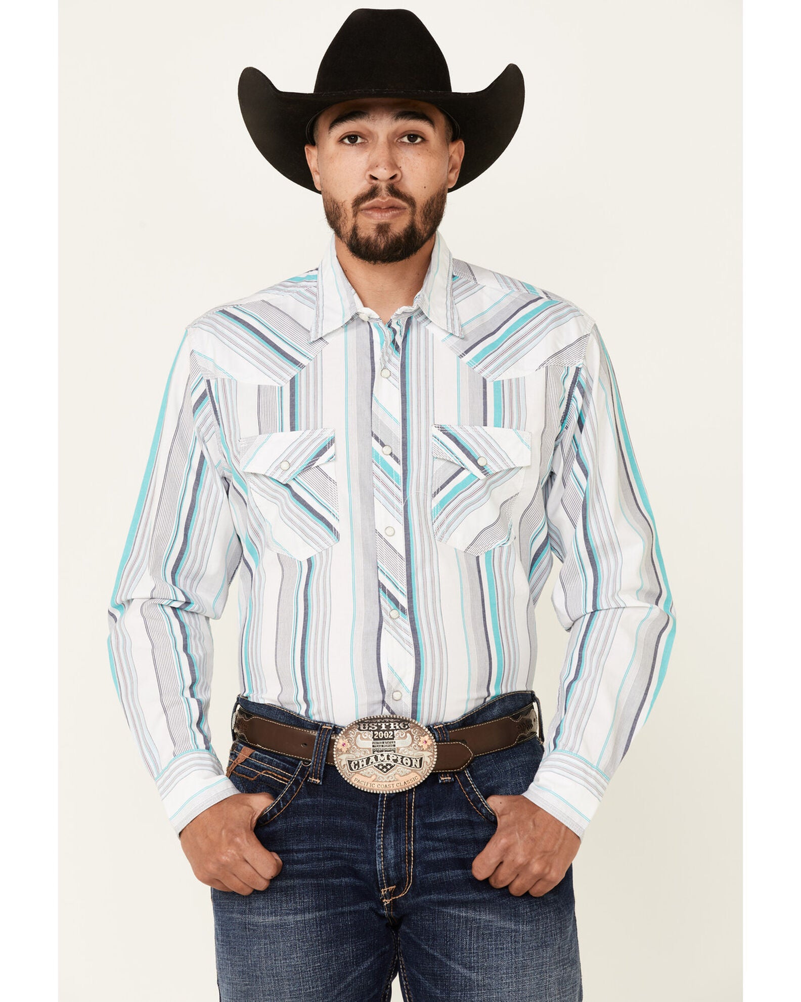 Product Name Wrangler 20X Men's Stripe Long Sleeve Snap Western Shirt