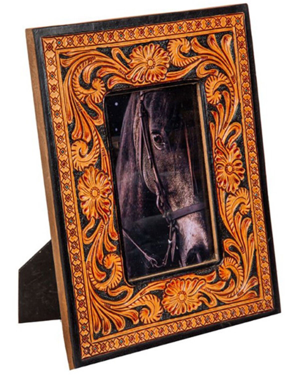 Image #1 - Myra Bag Classic Country Hand Tooled Photo Frame, Black, hi-res