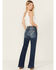 Image #1 - 7 For All Mankind Women's Dark Wash Mid Rise Tailorless Dojo Trouser Jeans, Dark Wash, hi-res