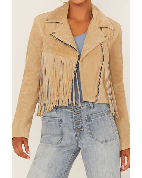 Image #4 - Understated Leather Women's Fearless Fringe Suede Jacket, Tan, hi-res