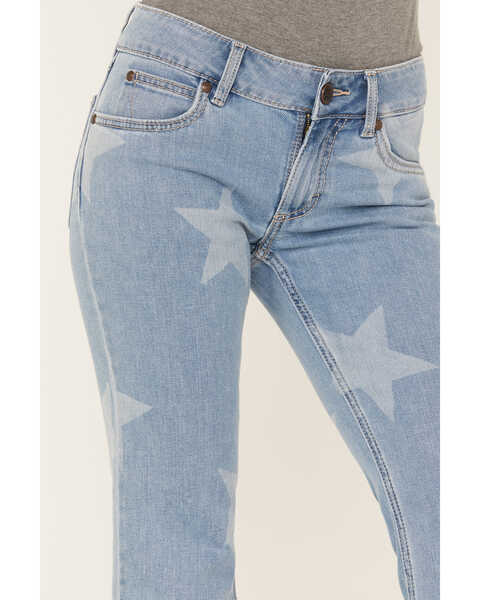 Image #2 - Wrangler Retro Women's Light Wash Mid Rise Star Print Mae Flare Jeans, Blue, hi-res