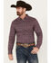 RANK 45® Men's Kendleton Geo Print Long SleeveStretch  Button-Down Shirt, Wine, hi-res