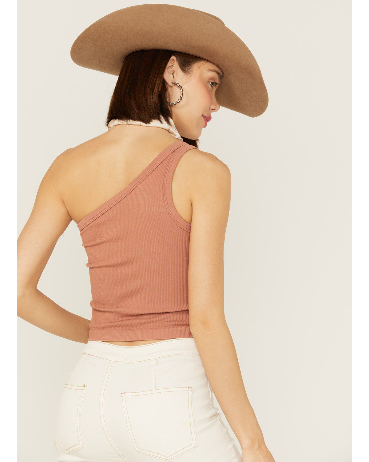 Image #3 - Fornia Women's Top One Cedar Wood One Shoulder Ribbed Cami Top, Mauve, hi-res