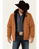 Image #1 - Cinch Men's Khaki Quilted Sherpa Lined Zip-Front Hooded Jacket, Beige/khaki, hi-res