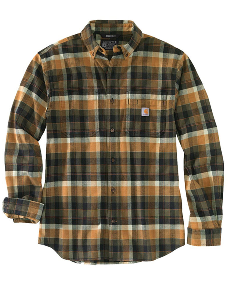 Carhartt Men's Olive Plaid Long Sleeve Button-Down Work Shirt Jacket , Olive, hi-res