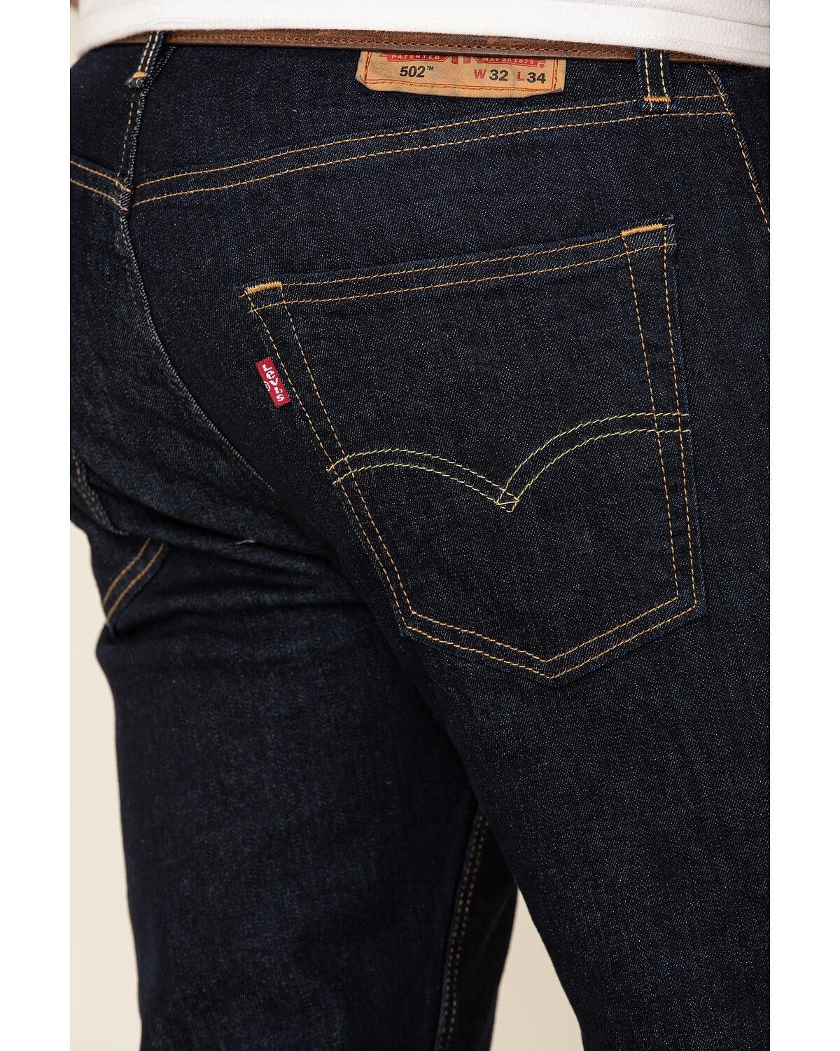 Image #4 - Levi's Men's 502 Dark Hollow Rinse Tapered Stretch Regular Straight Leg Jeans, Blue, hi-res