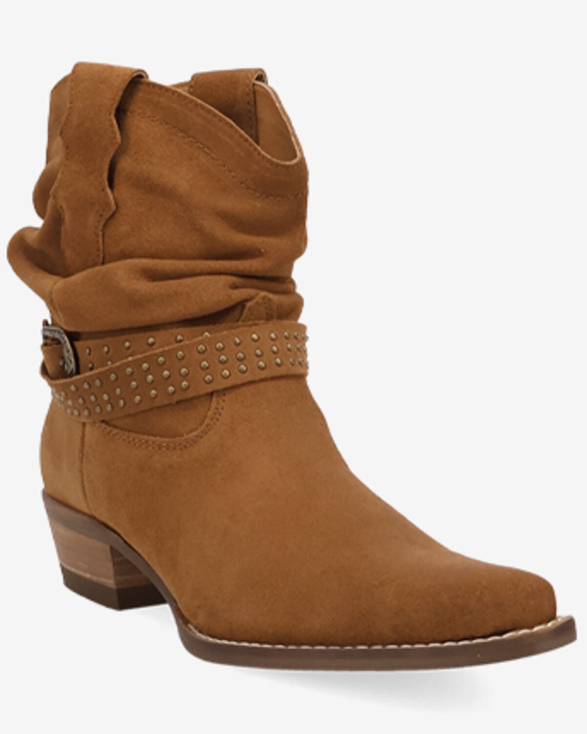Dingo Women's Scrunchy Suede Booties - Snip Toe, Brown, hi-res