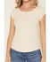 Image #3 - Shyanne Women's Solid Short Sleeve 1/4 Button-Down Shirt, Oatmeal, hi-res