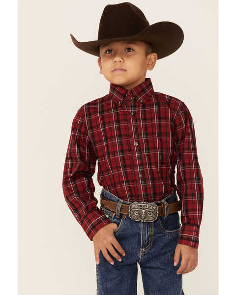 Image #5 - Wrangler Boys' Riata Plaid Long Sleeve Western Shirt, , hi-res