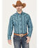 Image #1 - Wrangler Men's Striped Long Sleeve Snap Western Shirt, Teal, hi-res