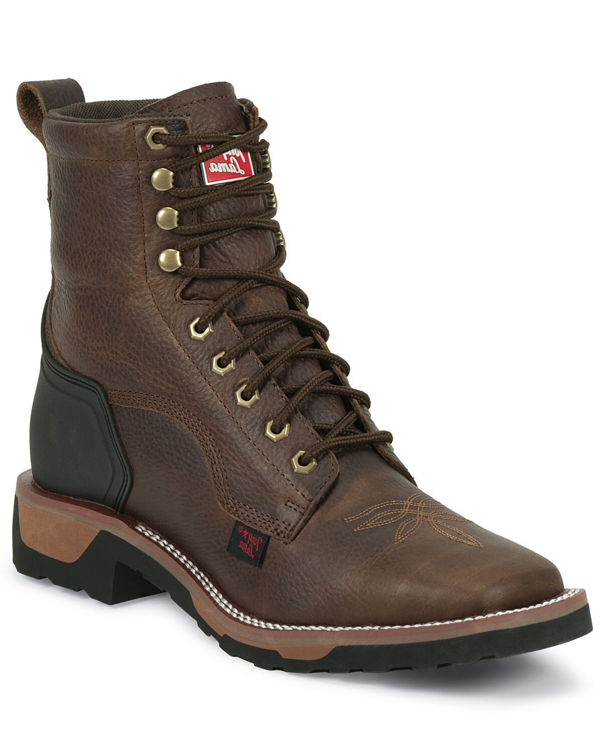 square steel toe lace up boots