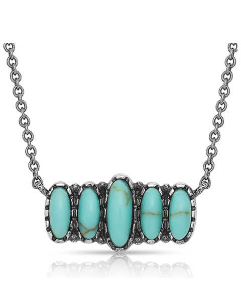 Montana Silversmiths Women's Turquoise Quint Bar Necklace, Silver, hi-res