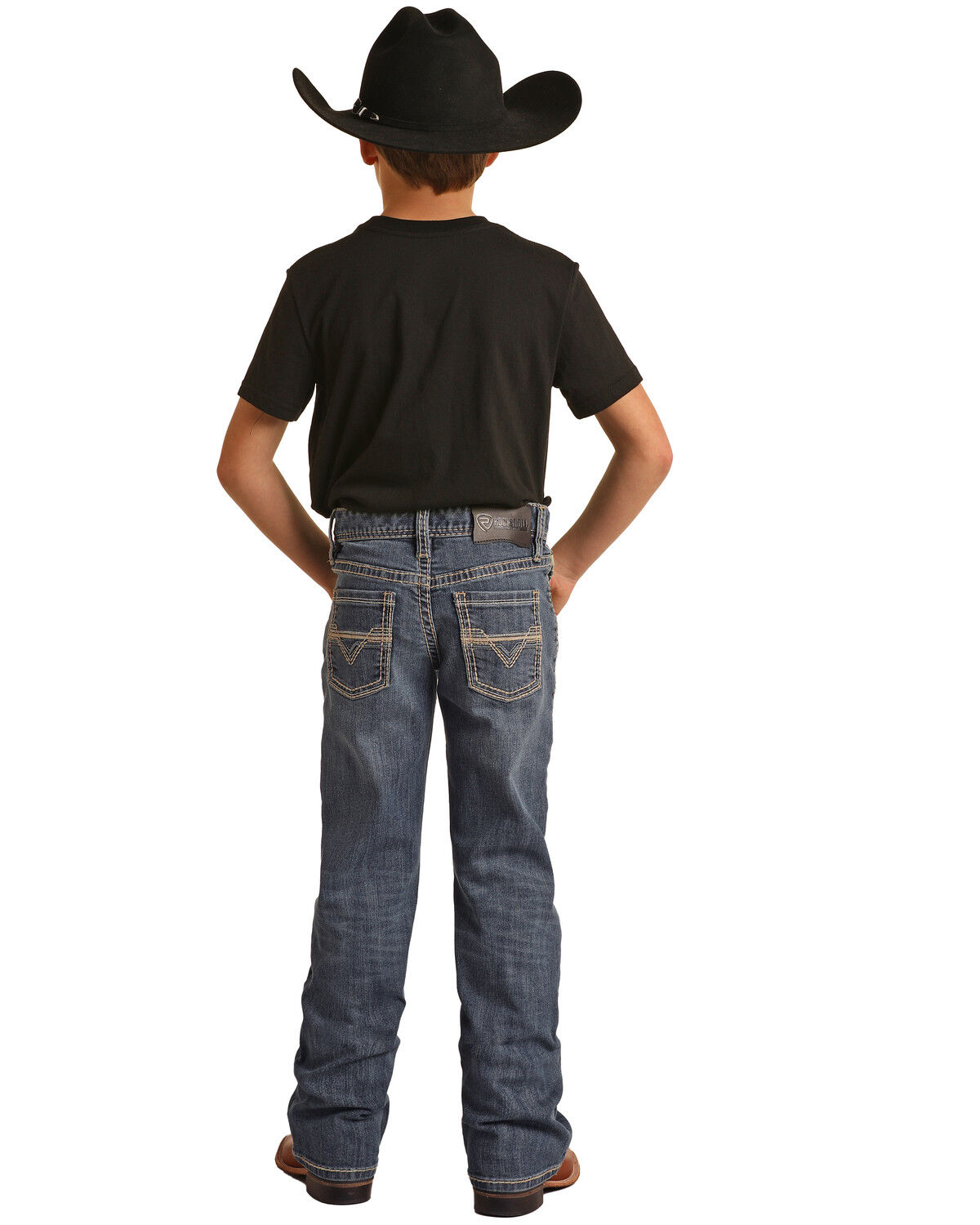 Image #1 - Rock & Roll Denim Boys' Medium Vintage Wash Stretch Bootcut Jeans, Blue, hi-res