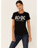 ACDC Women's Back In Black Logo Short Sleeve Tee , Black, hi-res
