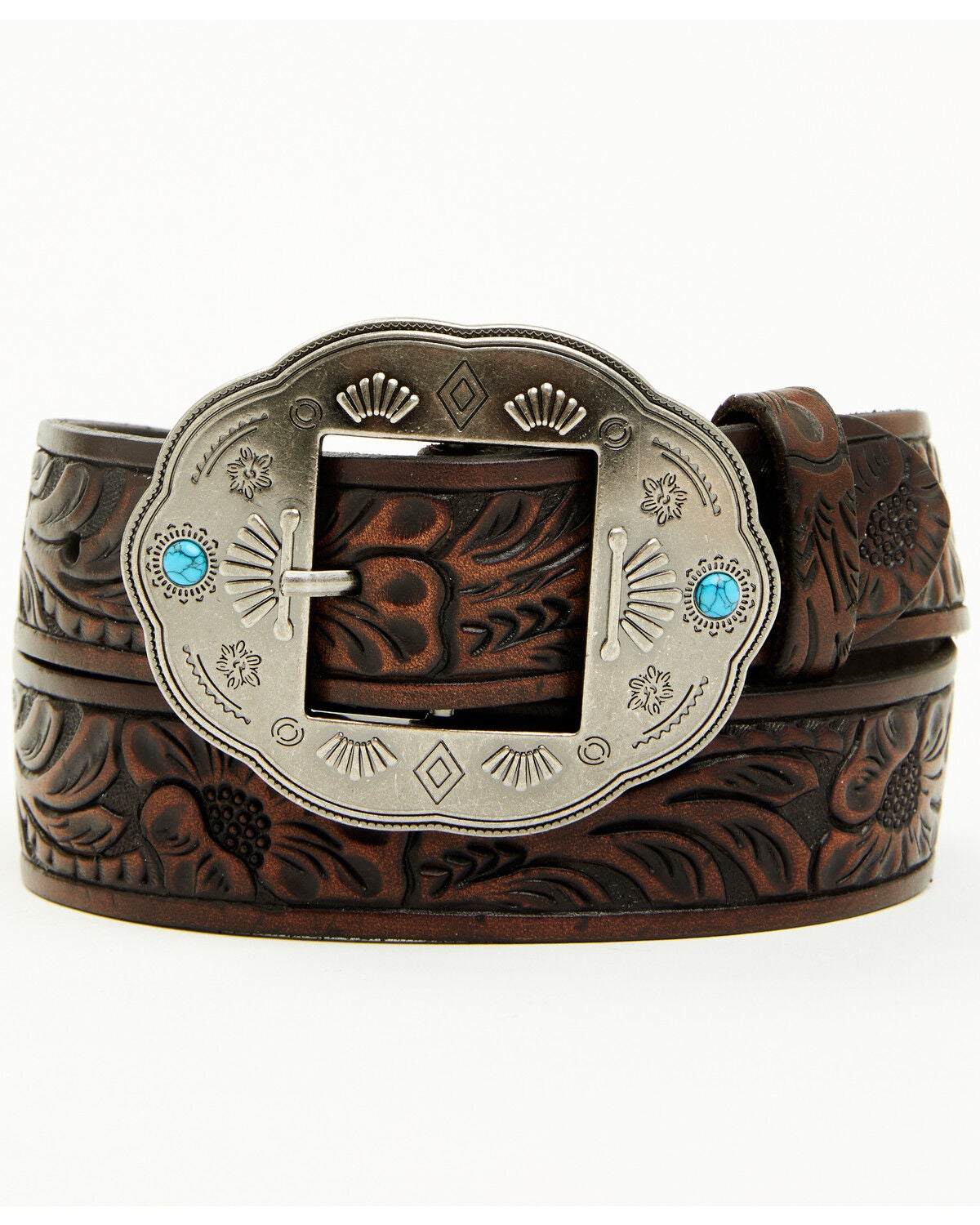 Idyllwind Women's Bresslynn Tooled Western Belt, Brown, hi-res