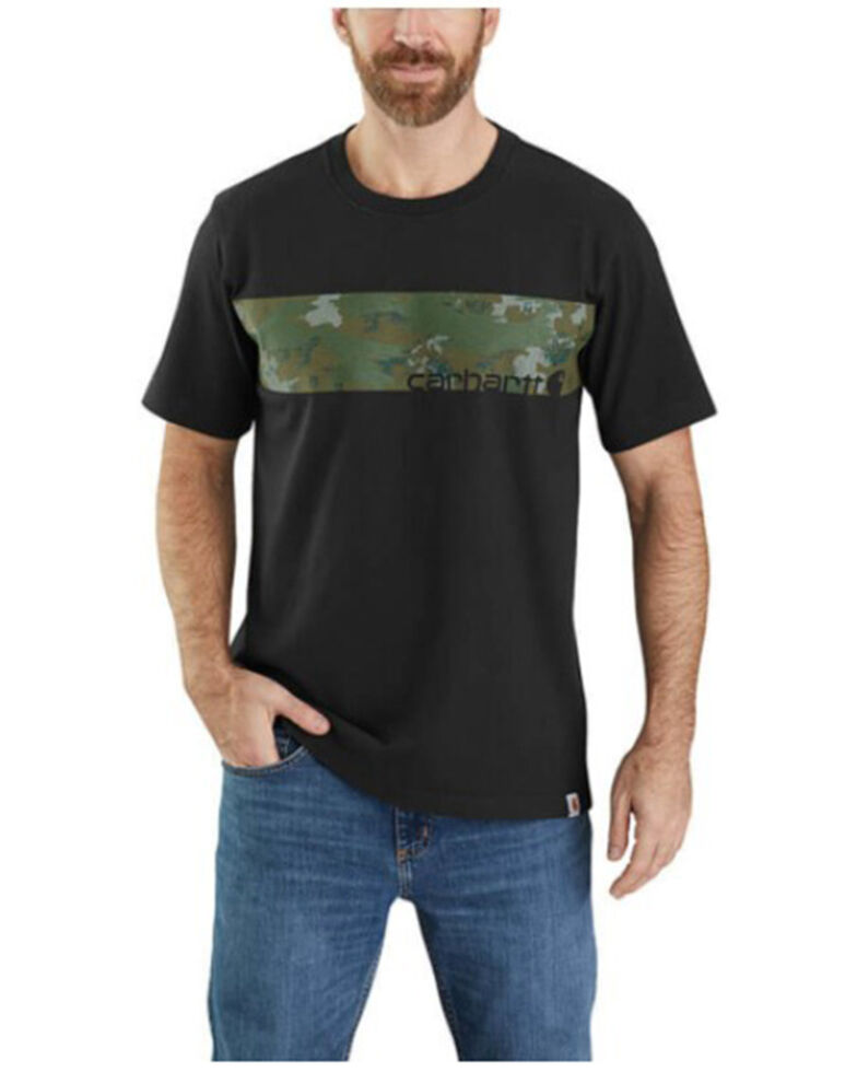 Carhartt Men's Camo Logo Graphic Heavyweight Short Sleeve Work T-Shirt , Black, hi-res