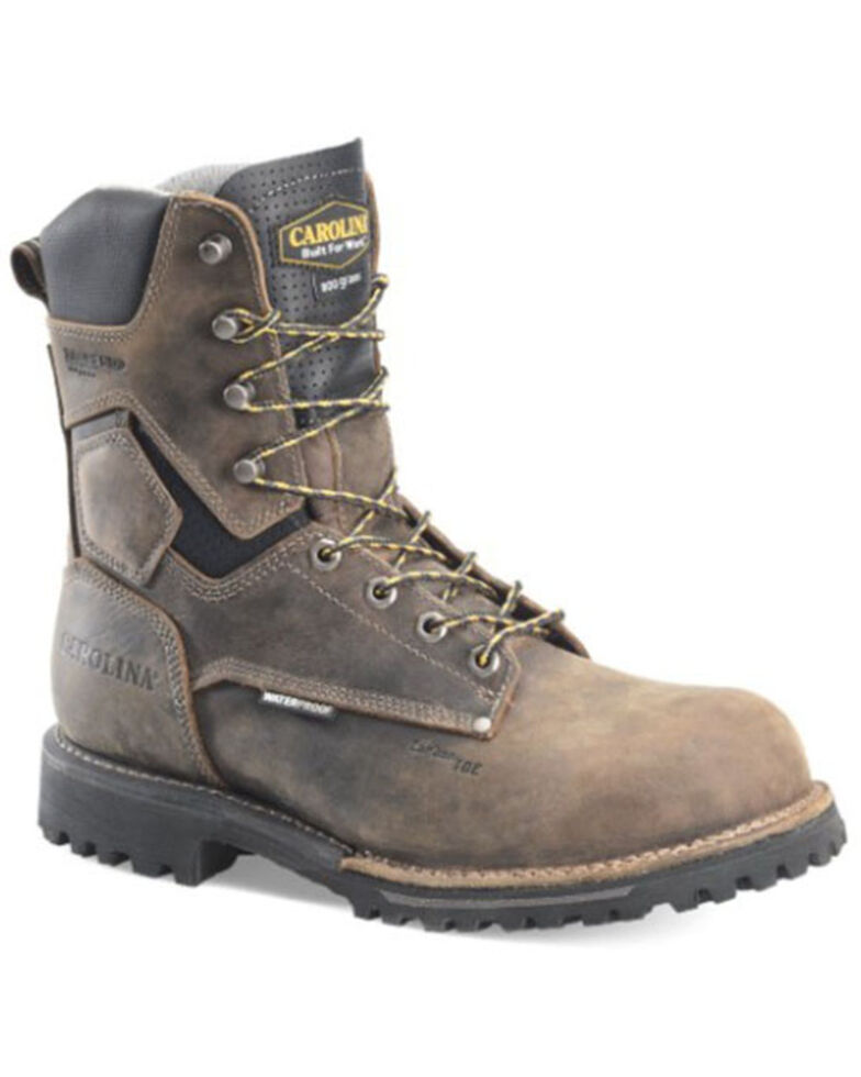 Carolina Men's Pitstop 8" Waterproof Work Boots - Soft Toe, Brown, hi-res