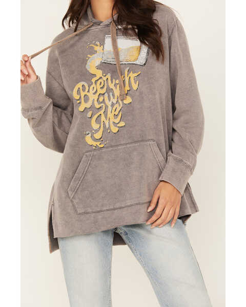 Image #3 - Cleo + Wolf Women's Beer With Me Washed Graphic Hoodie, Steel, hi-res