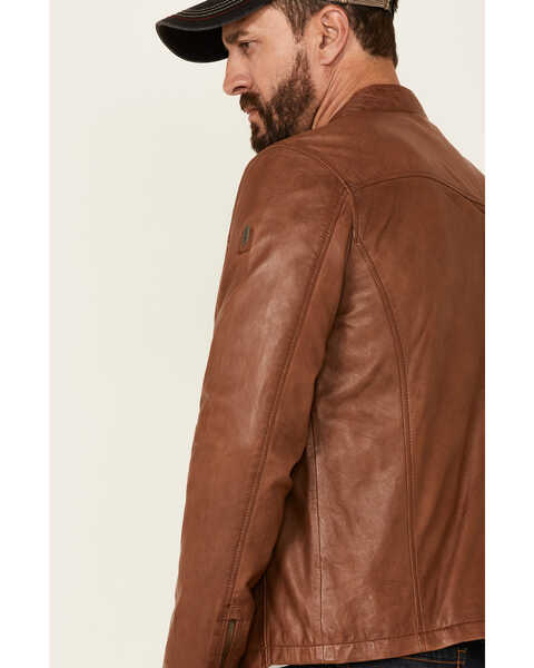 Image #4 - Mauritius Leather Men's Cognac Jon Zip-Front Moto Leather Jacket , , hi-res