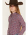Image #2 - Cruel Girl Girl's Floral Print Long Sleeve Rhinestone Snap Western Shirt, Blue, hi-res