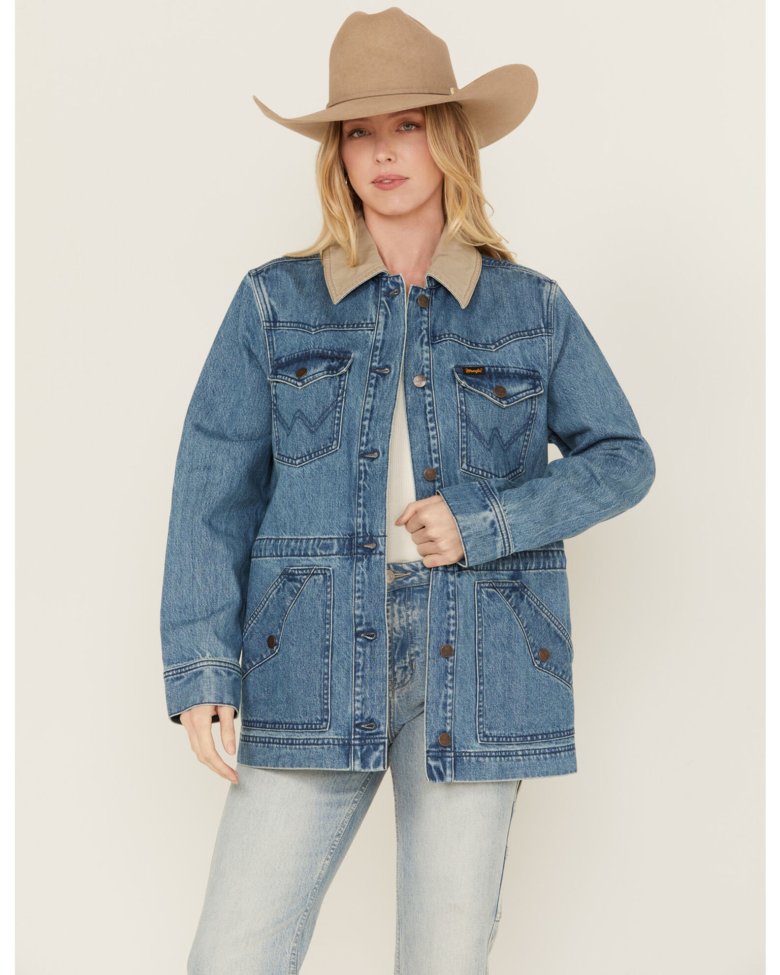 Wrangler Retro Women s Light Wash Denim Cinched Jacket Sheplers
