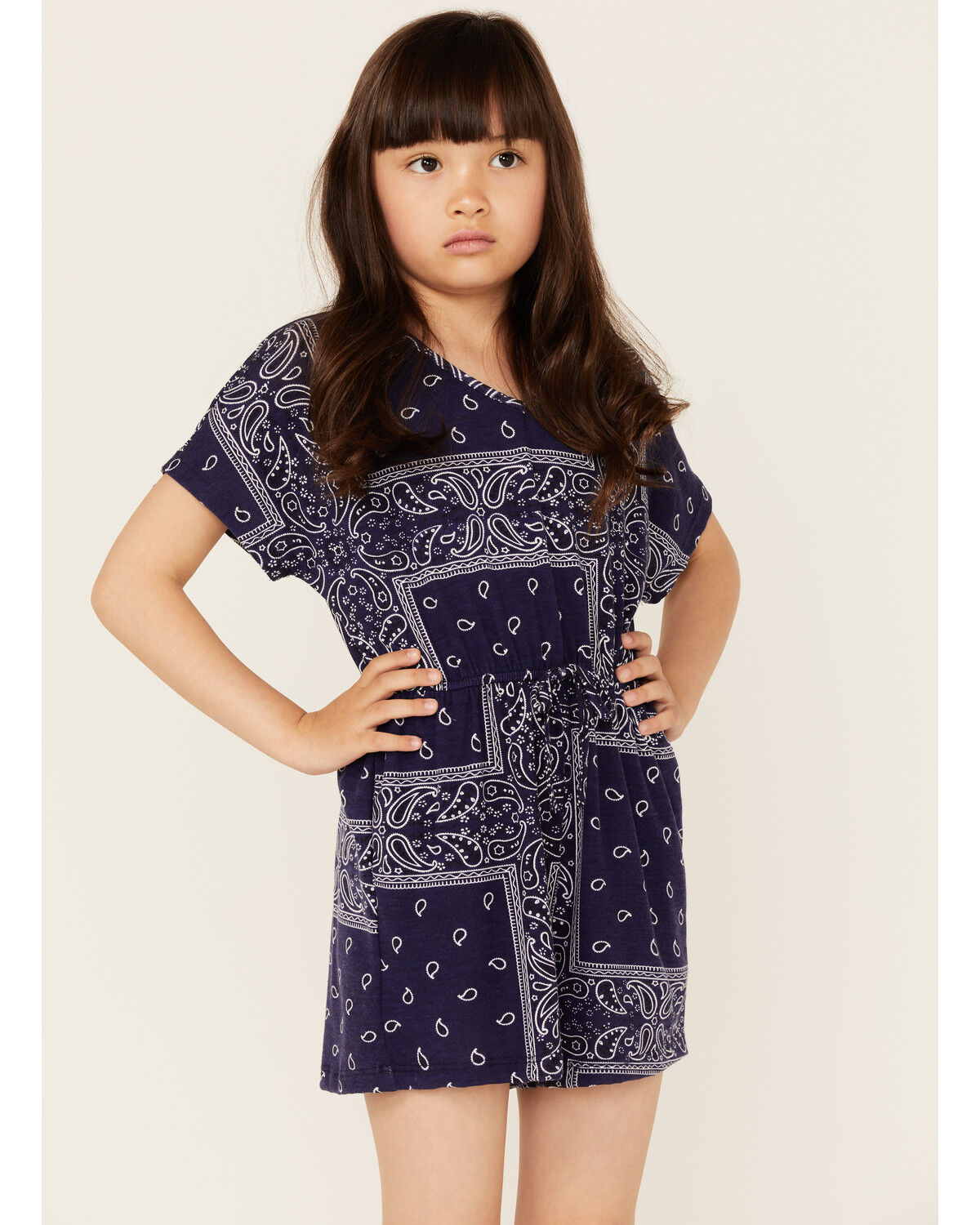 Image #1 - Hayden Girls' Bandana Print Romper, Blue, hi-res
