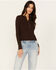 Image #1 - Cleo + Wolf Women's Ribbed Henley Sweater , Chocolate, hi-res
