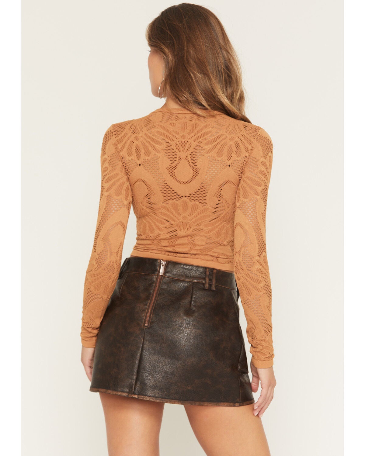 Image #4 - By Together Women's Floral Mesh Long Sleeve Top, Gold, hi-res