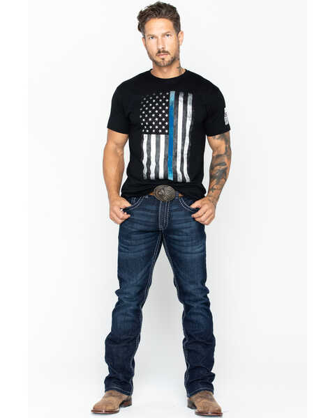 Image #6 - Brothers & Arms Men's Thin Blue Line Short Sleeve Graphic T-Shirt, Black, hi-res