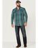 Image #2 - Moonshine Spirit Men's Marble Crackle Plaid Long Sleeve Snap Western Shirt, Navy, hi-res