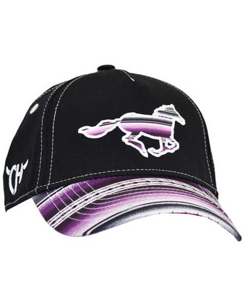 Cowgirl Hardware Girls' Serape Striped Running Horse Ball Cap, Purple, hi-res