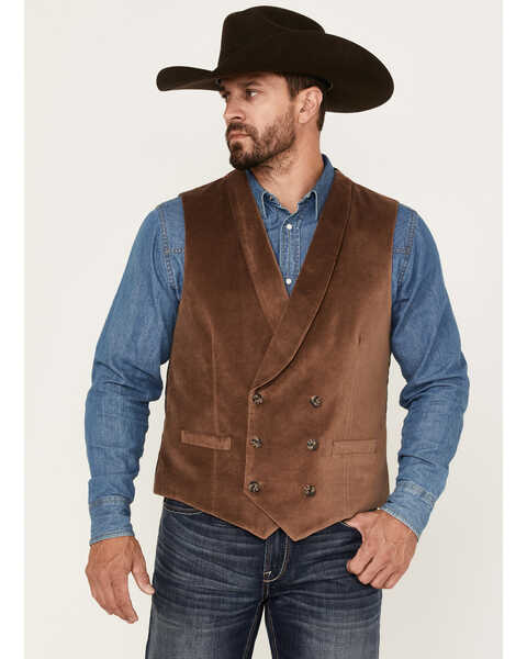 Image #1 - Cody James Men's Amarillo Double-Breasted Velvet Vest, Brown, hi-res