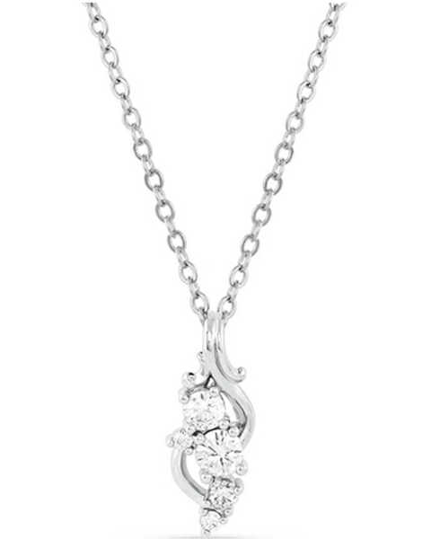 Image #1 - Montana Silversmiths Women's Fiery Ice Flower Necklace, Silver, hi-res