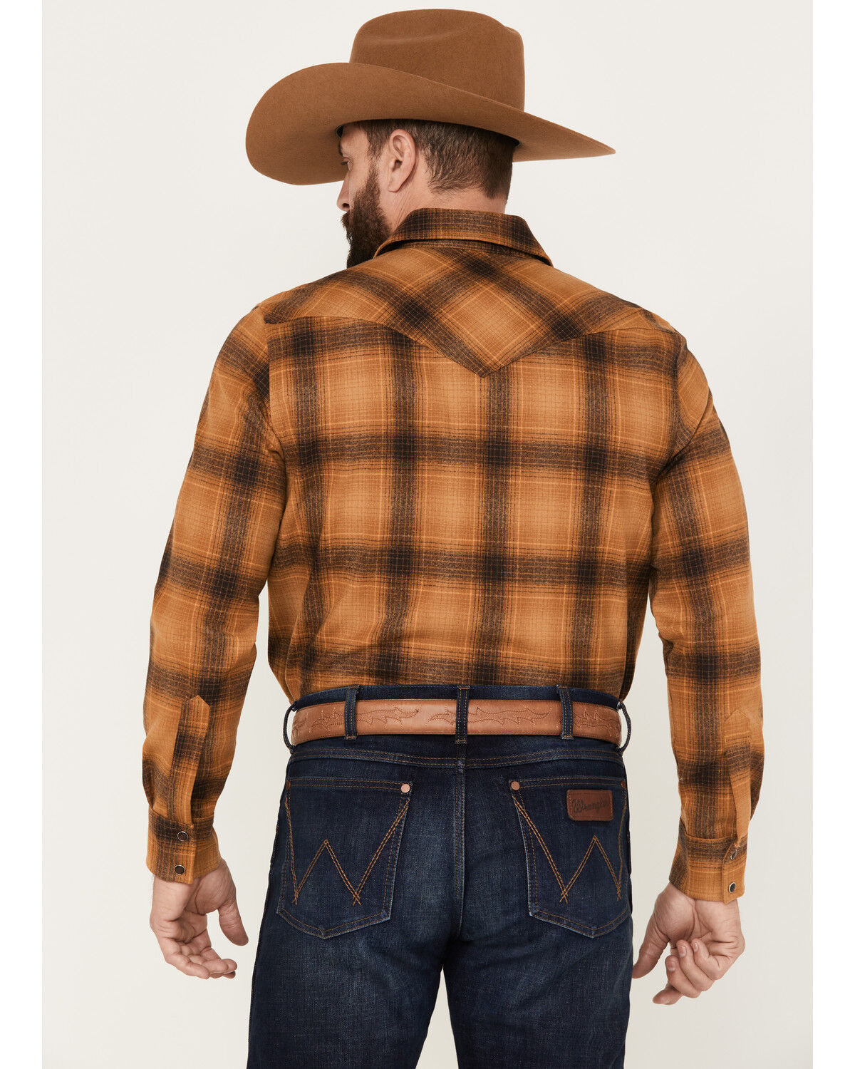 Image #4 - Pendleton Men's Canyon Plaid Print Long Sleeve Western Snap Shirt, Brown, hi-res