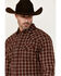 Image #2 - Blue Ranchwear Men's Elk Plaid Print Long Sleeve Snap Western Shirt, Dark Brown, hi-res