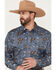 Image #2 - Cowboy Hardware Men's Vintage Bronco Print Long Sleeve Snap Stretch Western Shirt, Slate, hi-res