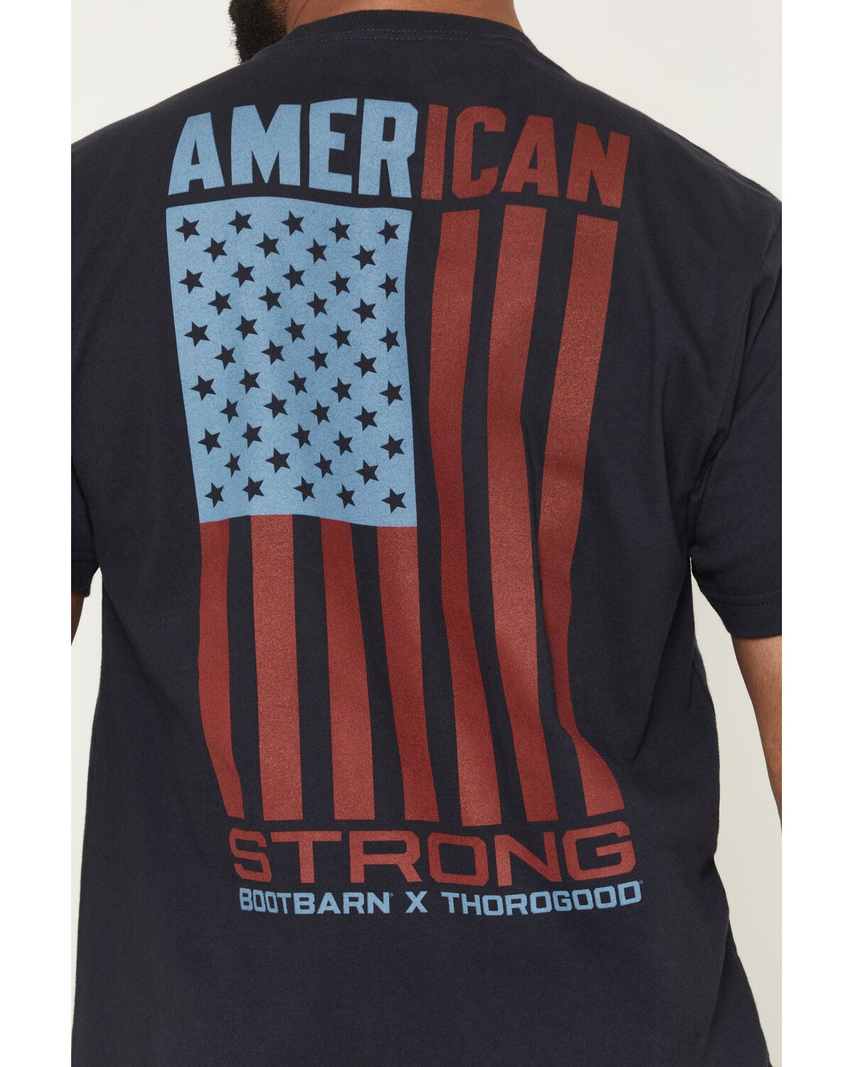 Image #4 - Boot Barn X Thorogood Men's American Strong Short Sleeve Graphic Work Shirt, Dark Blue, hi-res