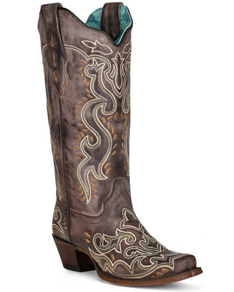 Corral Women's Brown Embroidery Western Boots - Snip Toe, Brown, hi-res