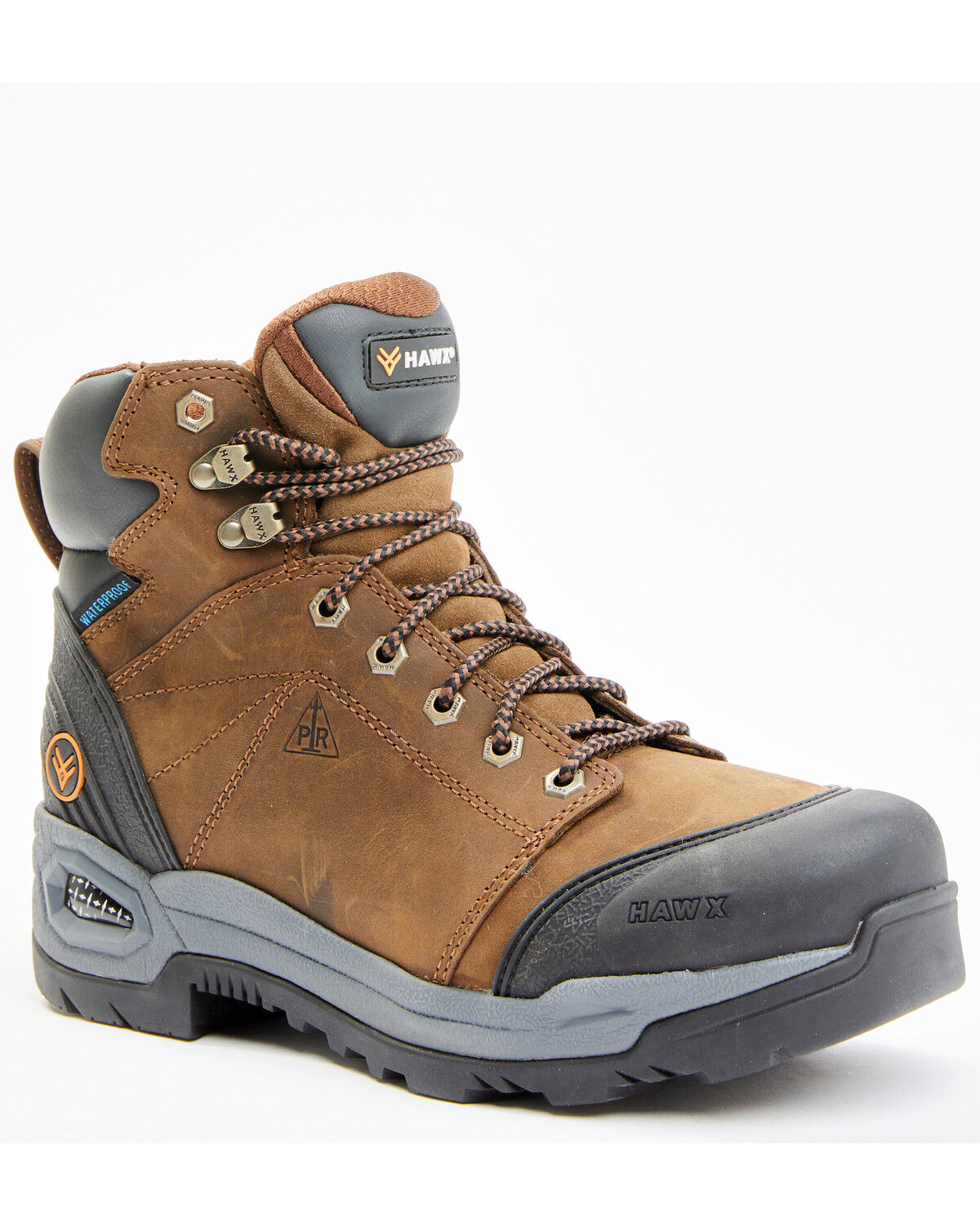 Image #1 - Hawx Men's Lace To Toe Crazy Horse Waterproof Work Boots - Soft Toe, Brown, hi-res