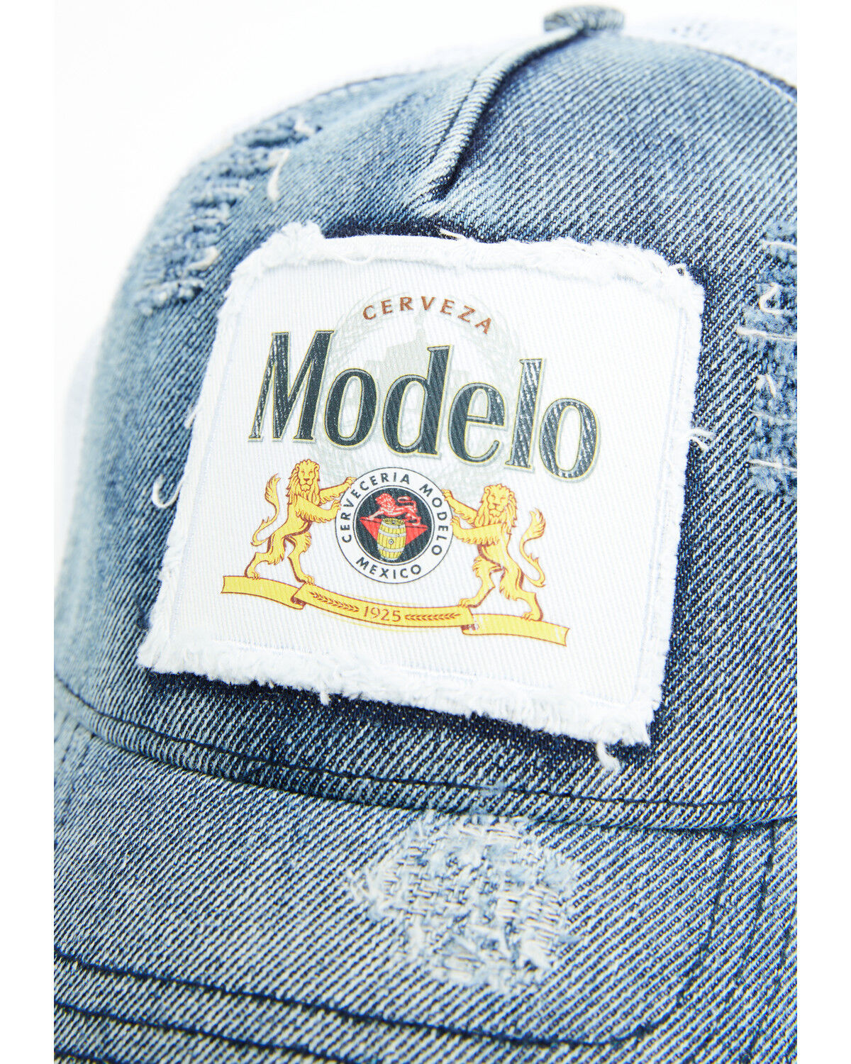 Image #2 - Modelo Women's Logo Distressed Denim Ball Cap, Navy, hi-res