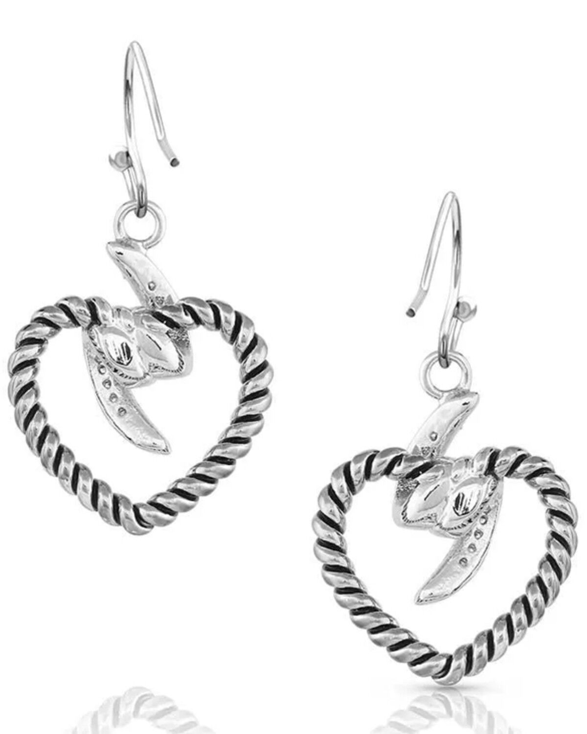 Image #2 - Montana Silversmiths Women's Silver Electric Love Heart Earrings, Silver, hi-res