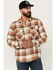 Image #1 - Brixton Men's Bowery Plaid Print Long Sleeve Button-Down Flannel Shirt, Cream, hi-res
