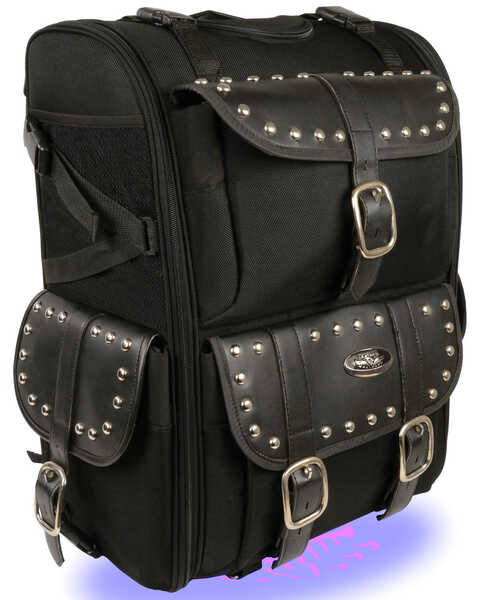 Milwaukee Leather Extra Large Two Piece Studded Nylon Touring Pack, Black, hi-res