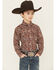 Image #2 - Roper Boys' Paisley Print Long Sleeve Pearl Snap Western Shirt, Wine, hi-res