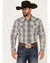 Image #1 - Moonshine Spirit Men's Tuning Fork Plaid Print Long Sleeve Snap Western Shirt, White, hi-res